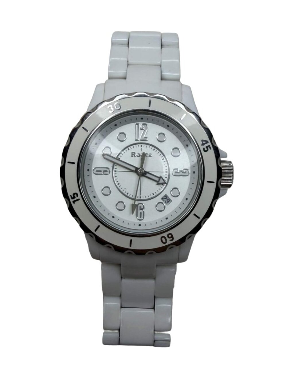 Roots Circa R5016 White Watch Plastic Band Quartz Date Window Japan Movt